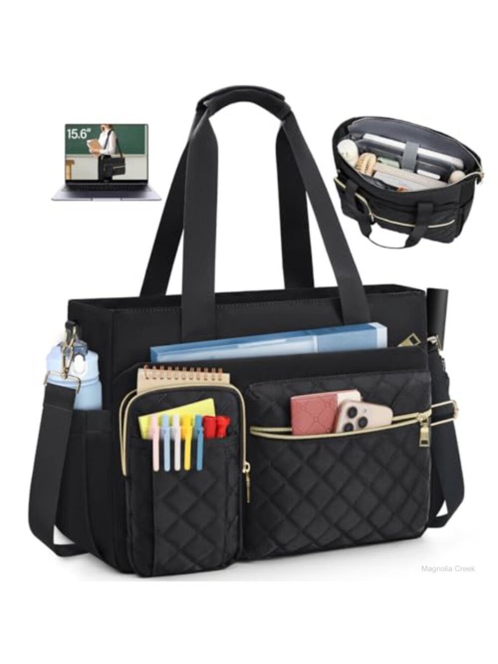 Quilted Laptop Tote Bag 15.6 Inch Work Briefcase Teacher Nurse Bag